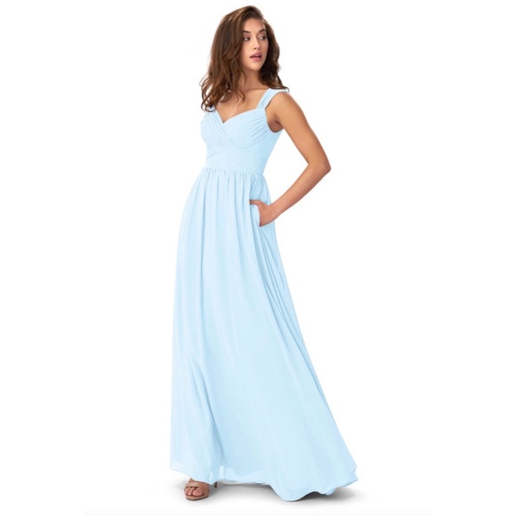 Azazie Raine Maxi Dress with Slit in Sky Blue